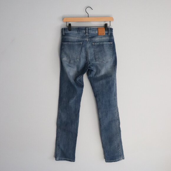 Du/er Performance 26x32 Straight Leg Slim 5-Pocket Blue Med-Wash Denim Jeans - Picture 3 of 14